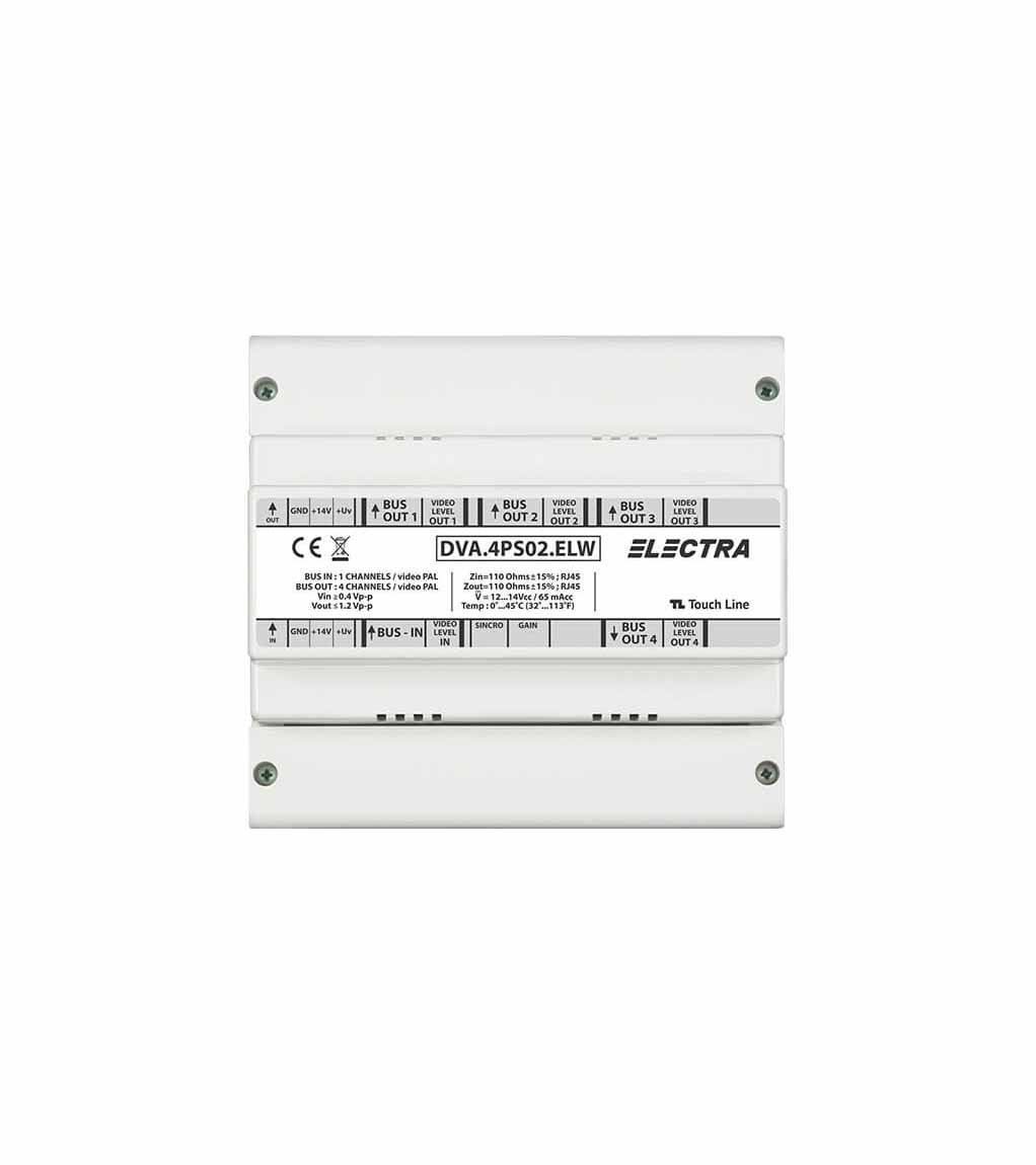 VIDEOVERSTÄRKER – 4 AUSGÄNGE - RJ45, HUTSCHIENENMONTAGE, WEIß