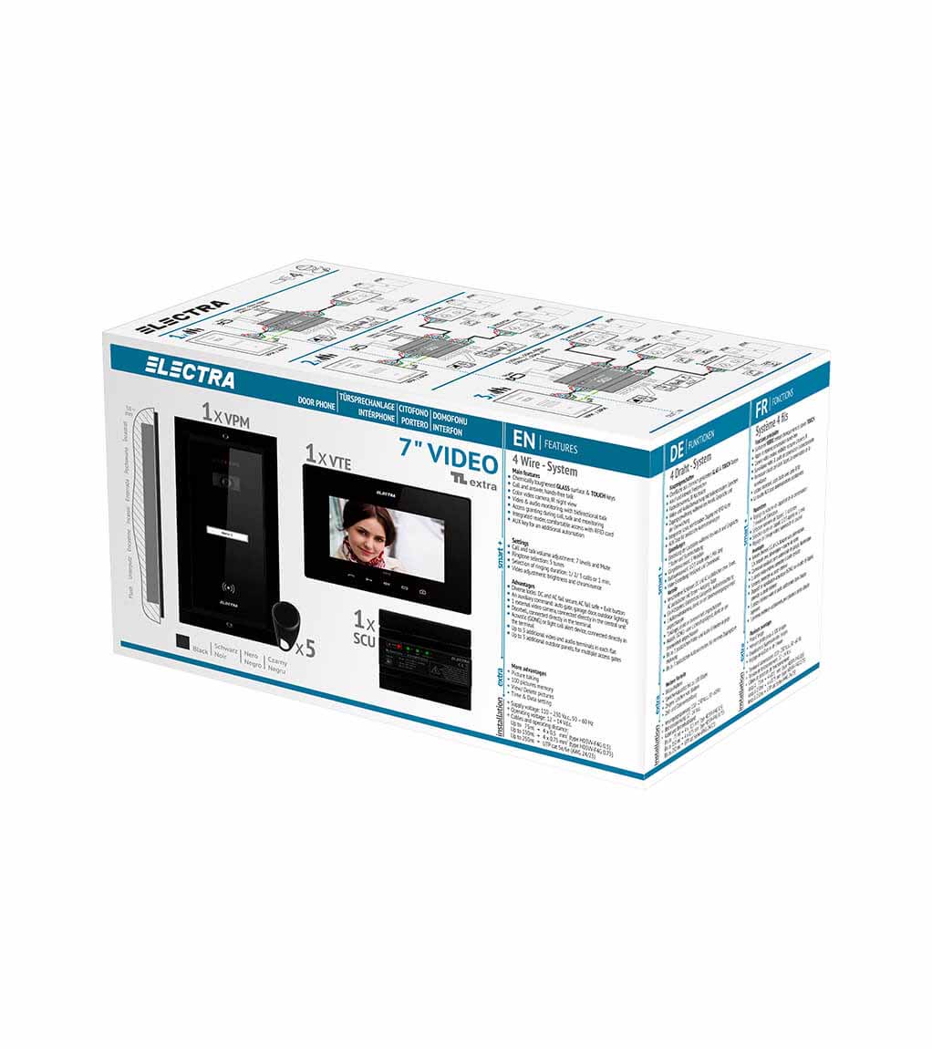 EXTRA 7” VIDEO KIT - 1 FAMILIE,  UNTERPUTZ AUßENEINHEIT, SCHWARZ