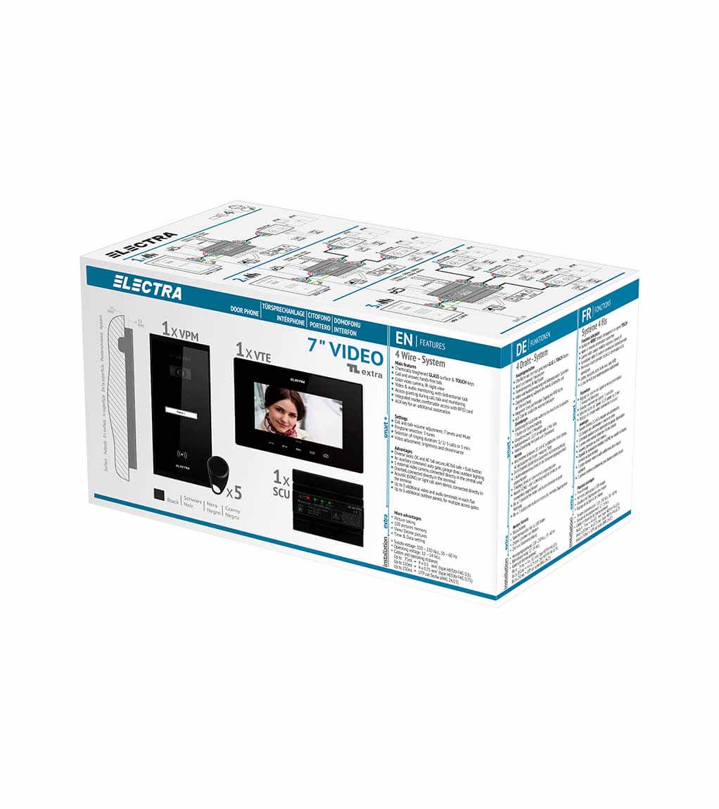 EXTRA 7” VIDEO KIT - 1 FAMILIE,  AUFPUTZ AUßENEINHEIT, SCHWARZ