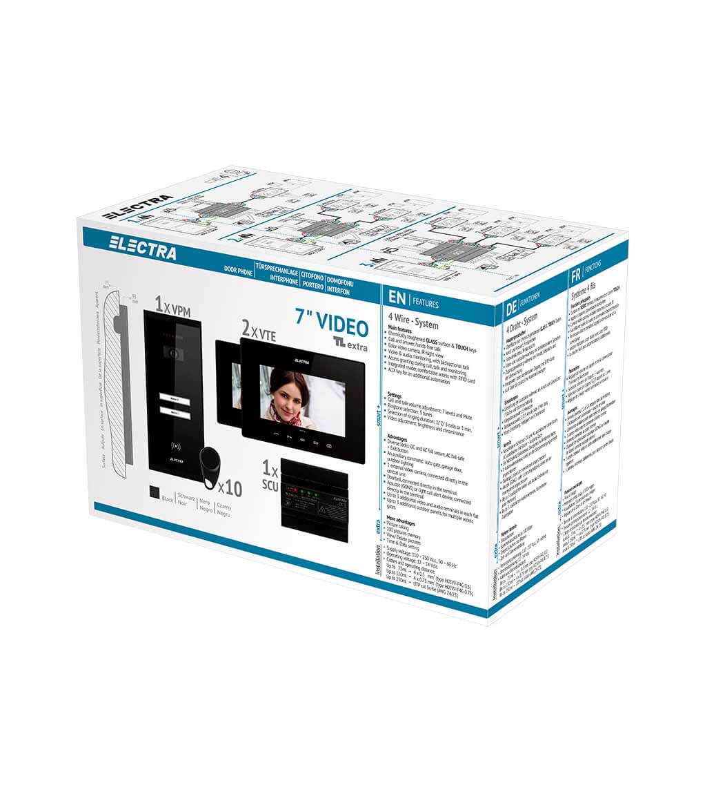 EXTRA 7” VIDEO KIT - 2 FAMILIEN,  AUFPUTZ AUßENEINHEIT, SCHWARZ