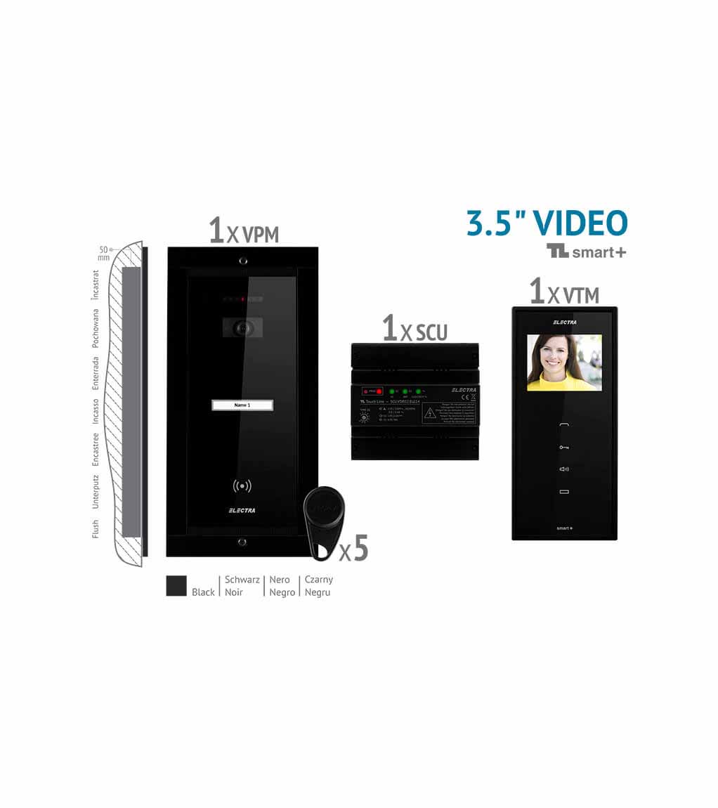 SMART+ 3.5” VIDEO KIT - 1 FAMILIE,  UNTERPUTZ AUßENEINHEIT, SCHWARZ