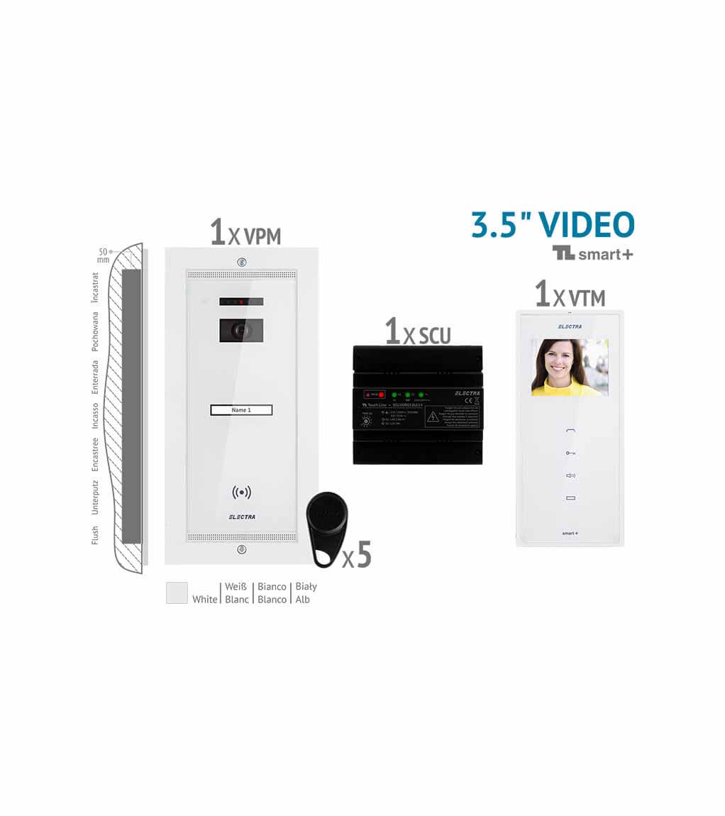 SMART+ 3.5” VIDEO KIT - 1 FAMILIE,  UNTERPUTZ AUßENEINHEIT, WEIß