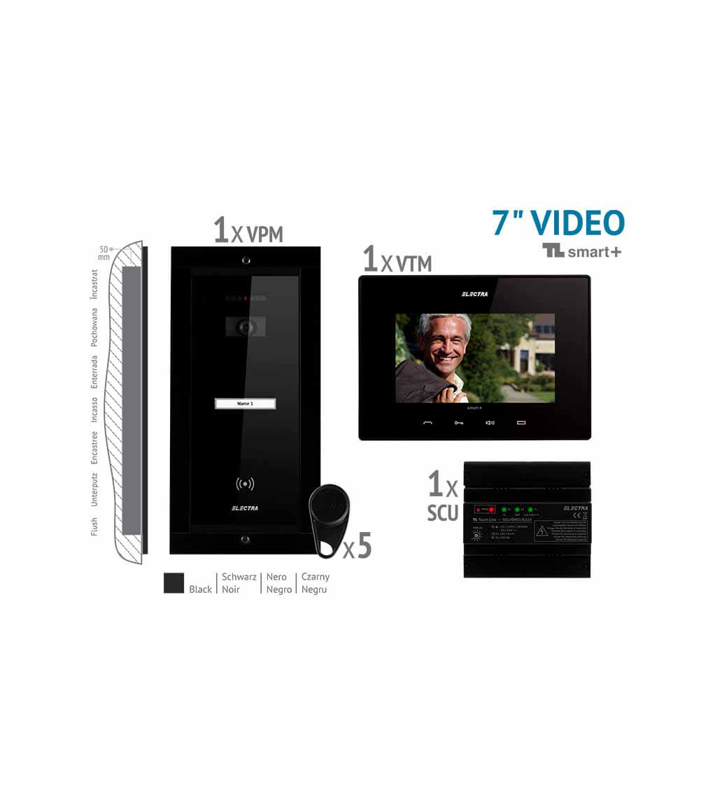 SMART+ 7” VIDEO KIT - 1 FAMILIE,  UNTERPUTZ AUßENEINHEIT, SCHWARZ