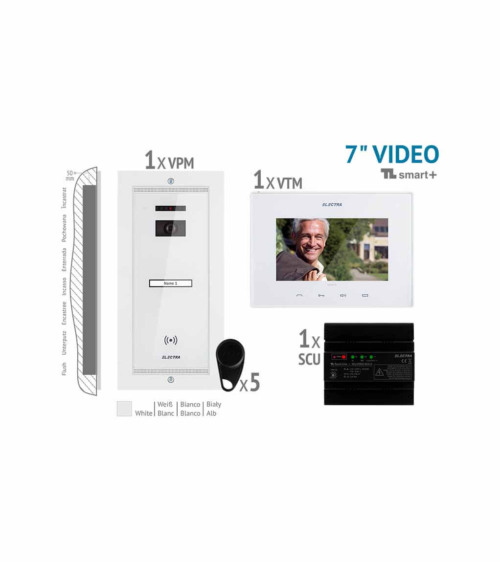 SMART+ 7” VIDEO KIT - 1 FAMILIE,  UNTERPUTZ AUßENEINHEIT, WEIß