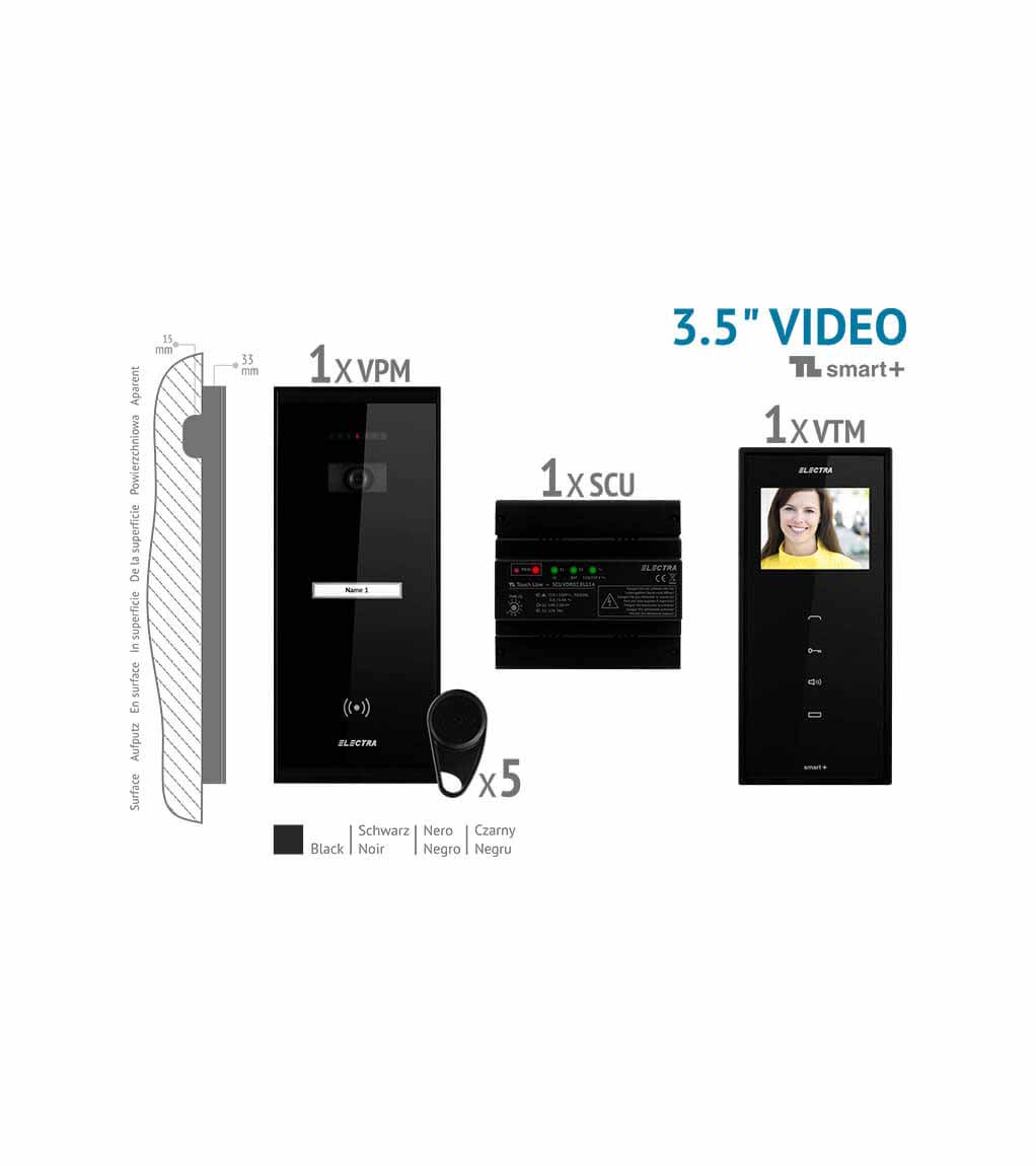 SMART+ 3.5” VIDEO KIT - 1 FAMILIE,  AUFPUTZ AUßENEINHEIT, SCHWARZ