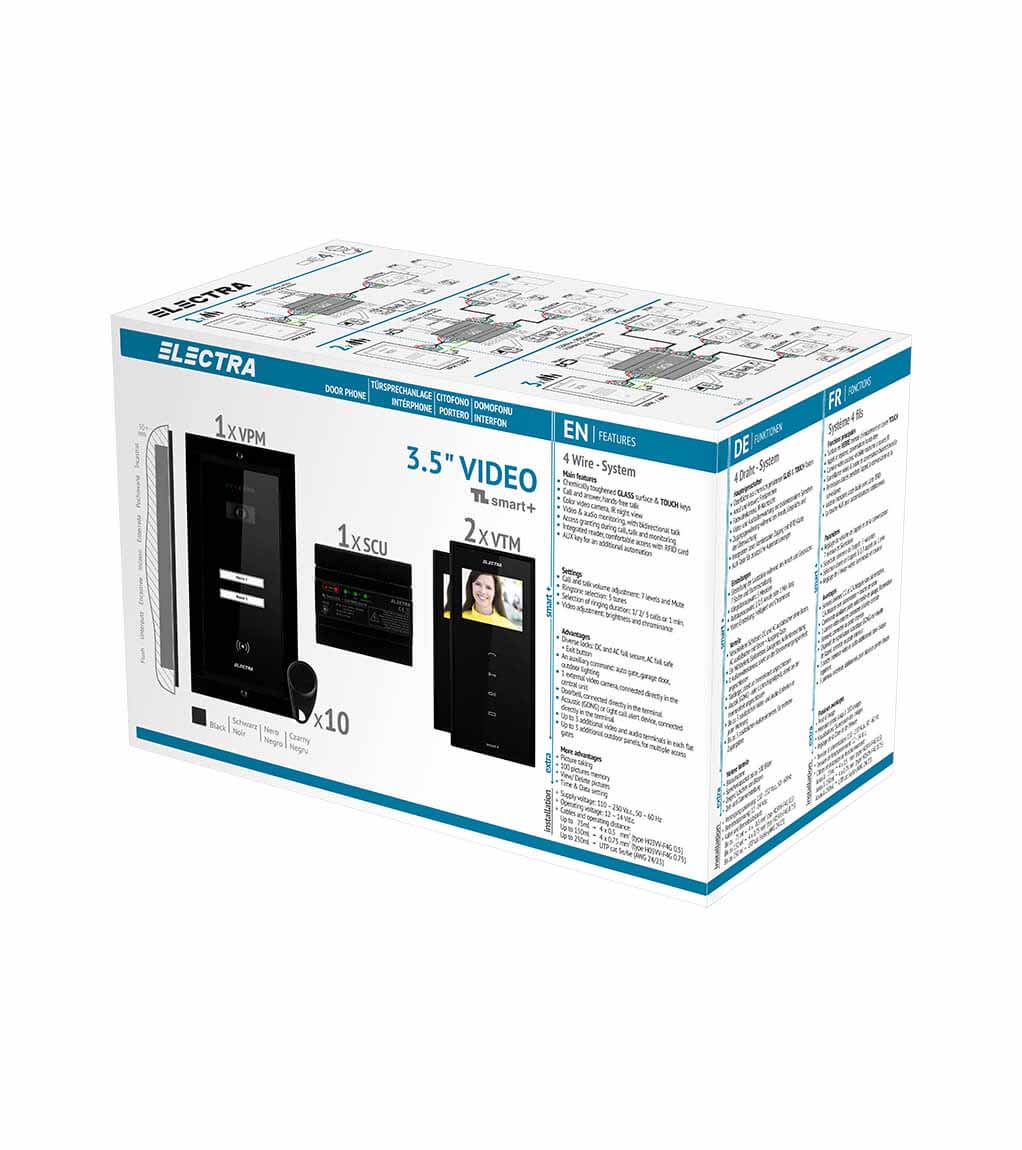 SMART+ 3.5” VIDEO KIT - 2 FAMILIEN,  UNTERPUTZ AUßENEINHEIT, SCHWARZ