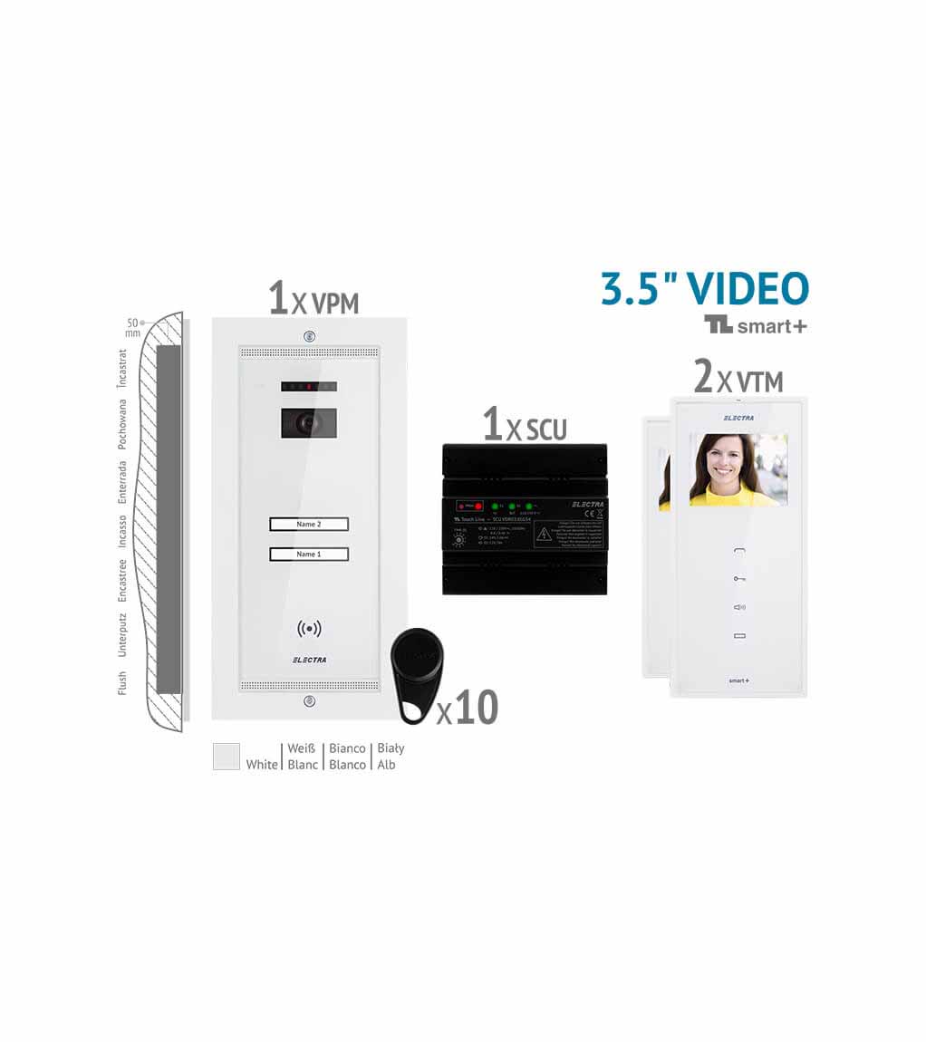 SMART+ 3.5” VIDEO KIT - 2 FAMILIEN,  UNTERPUTZ AUßENEINHEIT, WEIß