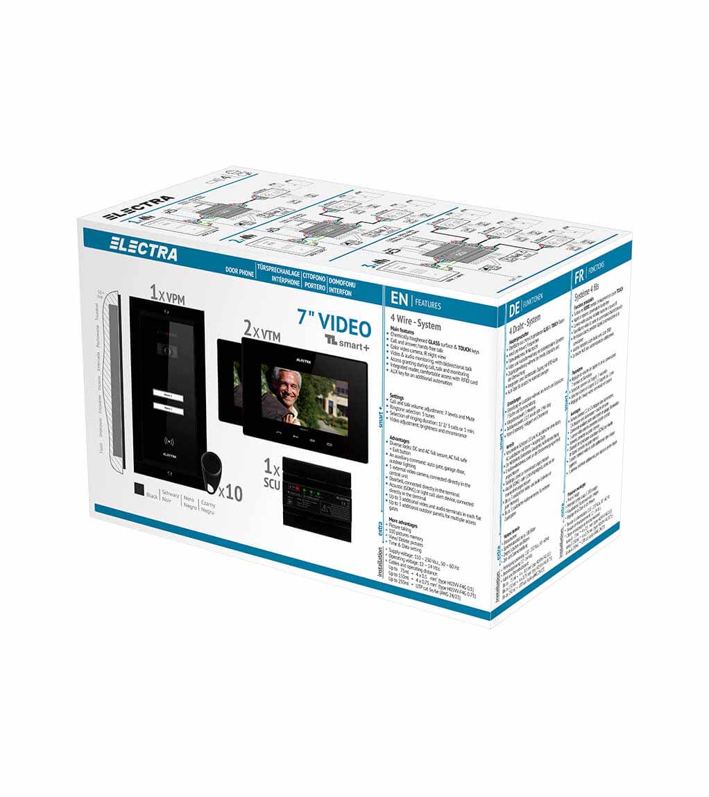 SMART+ 7” VIDEO KIT - 2 FAMILIEN,  UNTERPUTZ AUßENEINHEIT, SCHWARZ