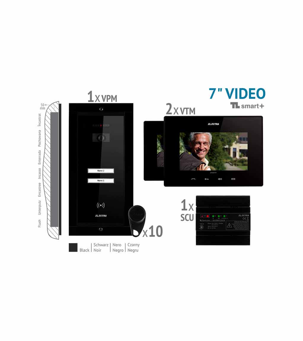 SMART+ 7” VIDEO KIT - 2 FAMILIEN,  UNTERPUTZ AUßENEINHEIT, SCHWARZ