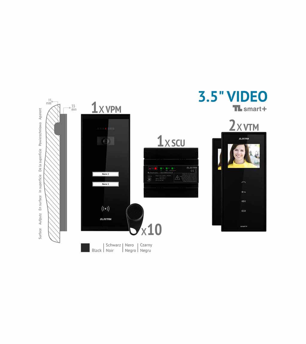 SMART+ 3.5” VIDEO KIT - 2 FAMILIEN,  AUFPUTZ AUßENEINHEIT, SCHWARZ