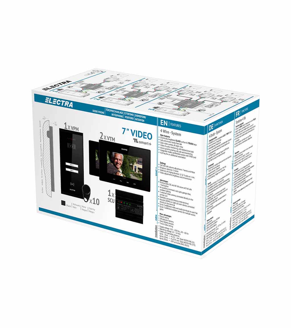 SMART+ 7” VIDEO KIT - 2 FAMILIEN,  AUFPUTZ AUßENEINHEIT, SCHWARZ