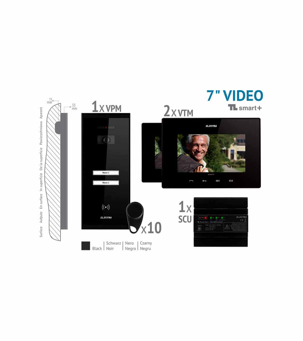 SMART+ 7” VIDEO KIT - 2 FAMILIEN,  AUFPUTZ AUßENEINHEIT, SCHWARZ