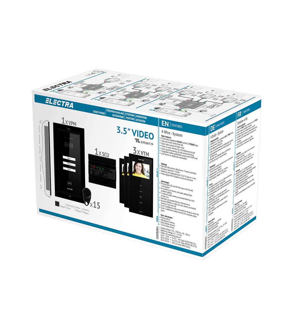 SMART+ 3.5” VIDEO KIT - 3 FAMILIEN,  UNTERPUTZ AUßENEINHEIT, SCHWARZ