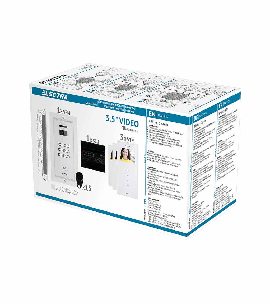 SMART+ 3.5” VIDEO KIT - 3 FAMILIEN,  UNTERPUTZ AUßENEINHEIT, WEIß