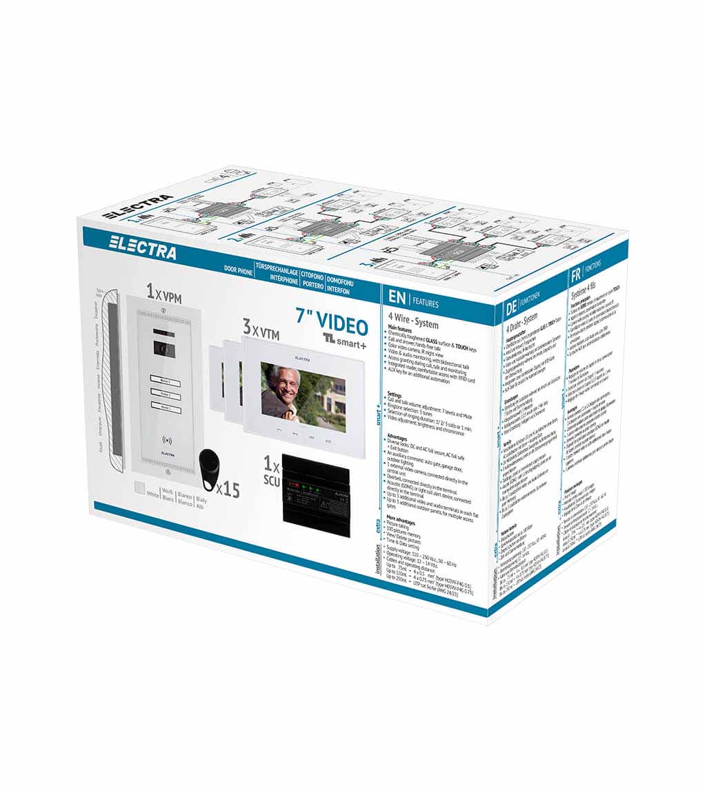 SMART+ 7” VIDEO KIT - 3 FAMILIEN,  UNTERPUTZ AUßENEINHEIT, WEIß