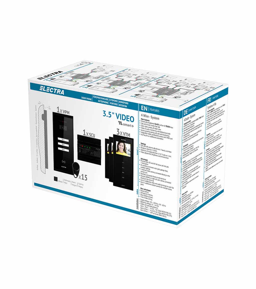 SMART+ 3.5” VIDEO KIT - 3 FAMILIEN,  AUFPUTZ AUßENEINHEIT, SCHWARZ