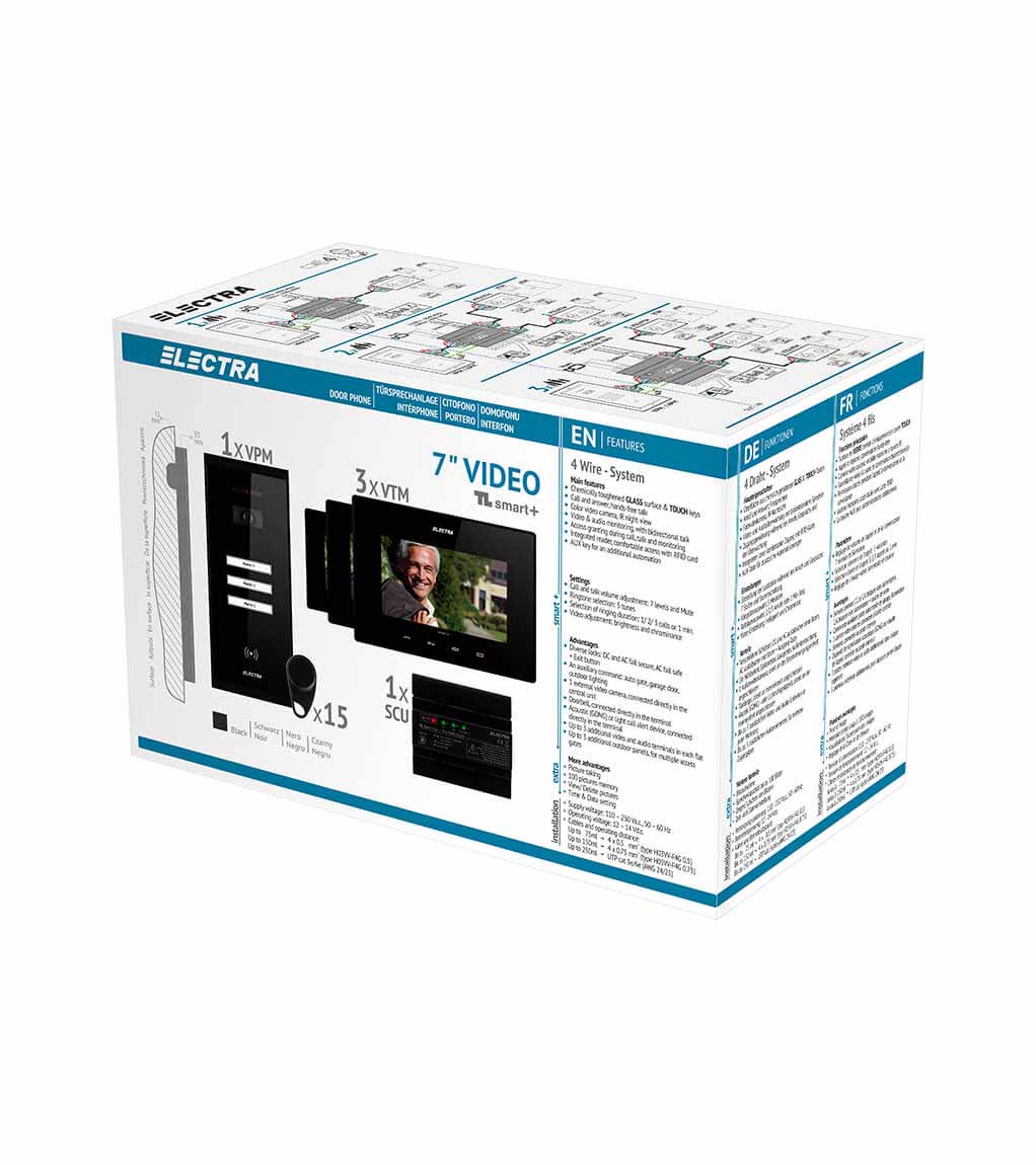 SMART+ 7” VIDEO KIT - 3 FAMILIEN,  AUFPUTZ AUßENEINHEIT, SCHWARZ